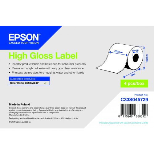 Epson magasfényű inkjet 203mm x 58m 250 címke/tekercs