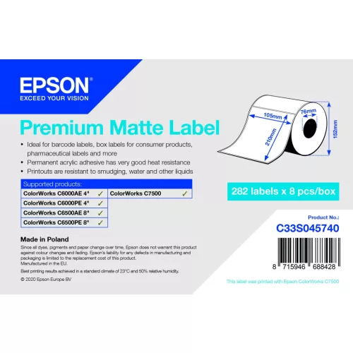 Epson Premium Matte címke 105mm*210mm, 282 címke/tekercs