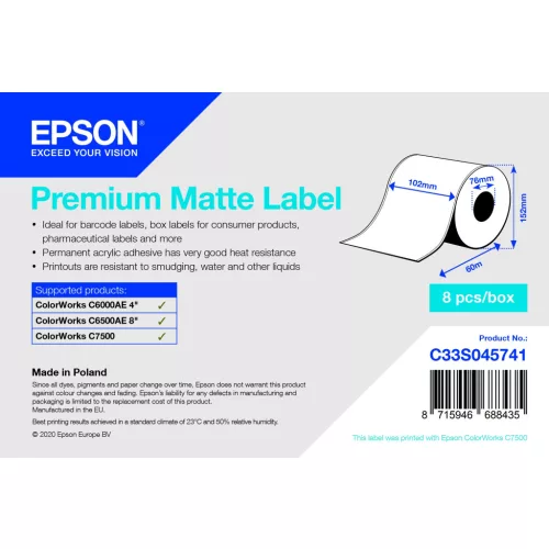 Epson Premium Matte folytonos címketekercs 102mm*60fm