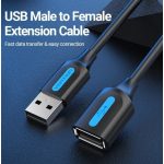 Vention USB-A 2.0/M -> USB-A 2.0/F (hosszabbító, PVC fekete), 5m, kábel
