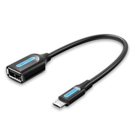   Vention micro USB-B 2.0/M ->  USB-A/F, 0,15m, (OTG, fekete, PVC), kábel