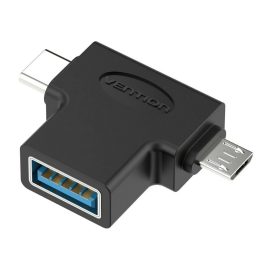   Vention USB 3.0 -> micro USB + USB-C , (fekete, hármas elosztó), adapter