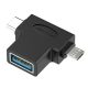 Vention USB 3.0 -> micro USB + USB-C , (fekete, hármas elosztó), adapter