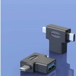 Vention USB 3.0 -> micro USB + USB-C , (fekete, hármas elosztó), adapter