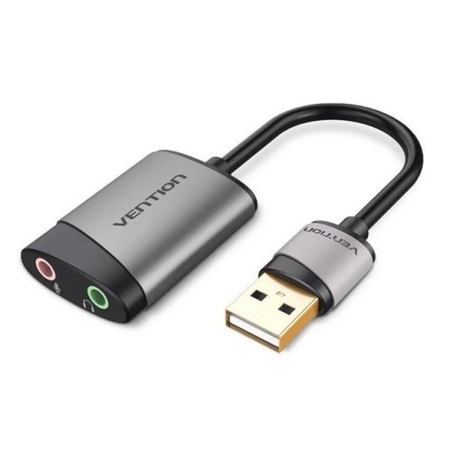 Vention USB 2.0 -> 3,5mm/F (külső, szürke, OMTP-CTIA), 0,15m,  hangkártya