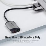 Vention USB 2.0 -> 3,5mm/F (külső, szürke, OMTP-CTIA), 0,15m,  hangkártya