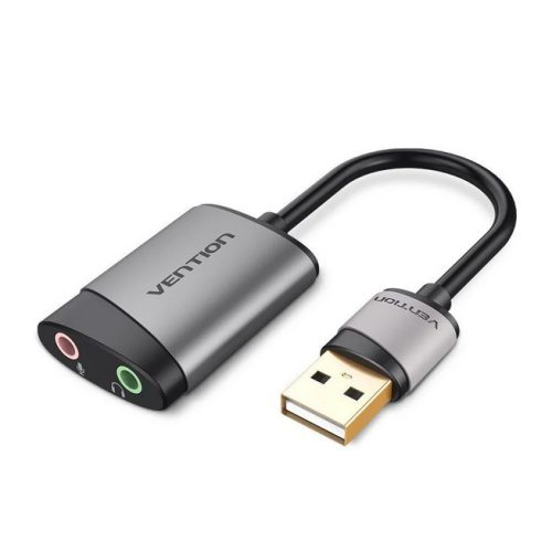 Vention USB 2.0 -> 3,5mm/F (külső, szürke), 0,15m,  hangkártya