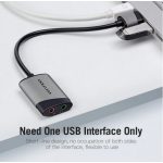 Vention USB 2.0 -> 3,5mm/F (külső, szürke), 0,15m,  hangkártya