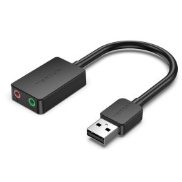   Vention USB-A 2.0/M -> 2*3,5mm/F (külső, fekete), 0,15m, hangkártya