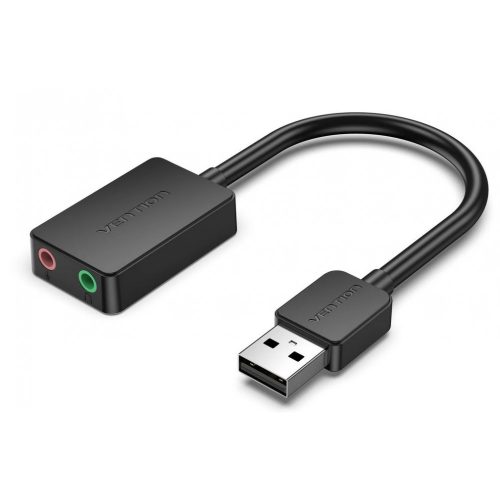 Vention USB-A 2.0/M -> 2*3,5mm/F (külső, fekete), 0,15m, hangkártya