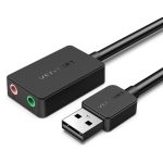 Vention USB-A 2.0/M -> 2*3,5mm/F (külső, fekete), 0,15m, hangkártya