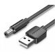 KÁBEL USB-A -> DC 5.5mm, 1,5m, (fekete), Vention