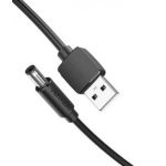 KÁBEL USB-A -> DC 5.5mm, 1m, (fekete), Vention