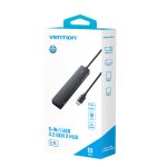 Vention USB-C -> USB-A 3.2*4 , 0,15m (táppal, 4-Portos, fekete), hub