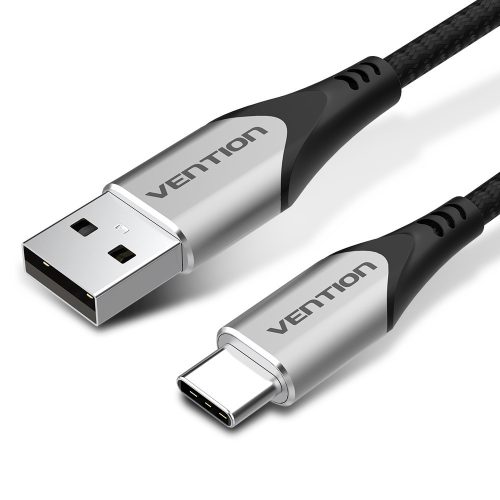 Vention USB-A 2.0/M -> USB-C , 1,m,(szövet,3A,szürke), kábel