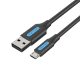 Vention USB-A 2.0/M ->  Micro B/M, 2m, (3A, fekete), kábel