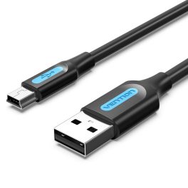   Vention USB-A 2.0/M ->  mini USB-B/M, 0,5m, (PVC,fekete), kábel
