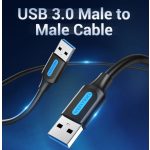 Vention USB-A 3.0/M ->  USB-A 3.0/M,  (PVC,fekete), 0,5m, kábel