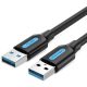 Vention USB-A 3.0/M ->  USB-A 3.0/M,  (PVC,fekete), 1,5m, kábel