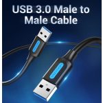 Vention USB-A 3.0/M ->  USB-A 3.0/M,  (PVC,fekete), 1,5m, kábel