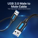 Vention USB-A 3.0/M -> USB-A 3.0/M, 2m,(PVC,fekete),kábel