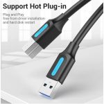 Vention USB-A 3.0/M -> USB-B/M, (PVC,fekete), 1m, kábel