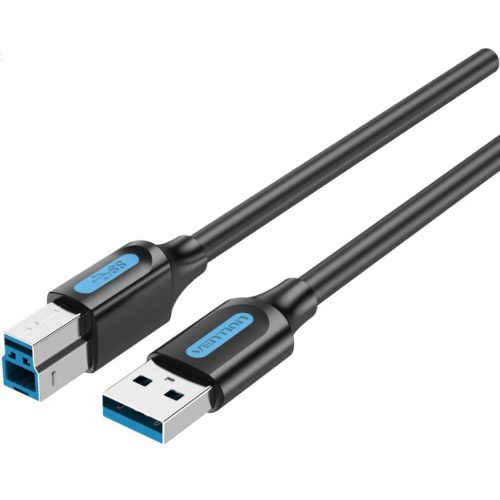 Vention USB-A 3.0/M -> USB-B/M, (PVC,fekete), 3m, kábel