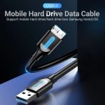 Vention USB-A 3.0/M -> Micro USB-B,   ( PVC,fekete), 0,5m,  kábel