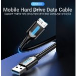 Vention USB-A 3.0/M -> Micro USB-B,  ( PVC,fekete), 1m, kábel