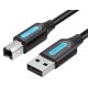 Vention USB-A 2.0/M -> USB-B/M, (PVC, fekete, nyomtatókábel, printerkábel), 2m, kábel