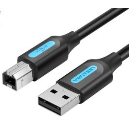   Vention USB-A 2.0/M -> USB-B/M, (PVC, fekete, nyomtatókábel, printerkábel), 3m,  kábel