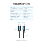 Vention USB-C 2.0/M -> mini USB-B/M, (2A, fekete), 1m, kábel