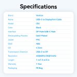 Vention USB-C -> DisplayPort, (4K,fekete),1m, kábel