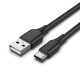 Vention USB-A 2.0/M -> USB-C/M, 0,25m,(3A,fekete), kábel