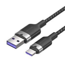 Vention USB-A 2.0/M -> USB-C/M, 2m,(fekete,6A), kábel
