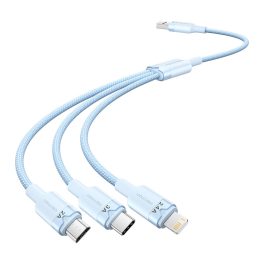   Vention USB-A 2.0/M -> USB-C/Lightning/Micro USB-B, 1,5m,(blue,3A,3in1), kábel