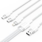 Vention USB-A 2.0/M -> USB-C/Lightning/Micro USB-B, 1,5m,(fehér,3A,3in1), kábel