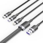 Vention USB-A 2.0/M -> USB-C/Lightning/Micro USB-B, 1,5m,(fekete,6A,3in1), kábel