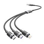 Vention USB-A 2.0/M -> USB-C/Lightning/Micro USB-B, 1,5m,(fekete,6A,3in1), kábel