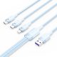 Vention USB-A 2.0/M -> USB-C/Lightning/Micro USB-B, 1,5m,(blue,6A,3in1), kábel