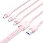 Vention USB-A 2.0/M -> USB-C/Lightning/Micro USB-B, 1,5m,(pink,6A,3in1), kábel