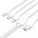 Vention USB-A 2.0/M -> USB-C/Lightning/Micro USB-B, 1,5m,(fehér,6A,3in1), kábel
