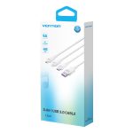 Vention USB-A 2.0/M -> USB-C/Lightning/Micro USB-B, 1,5m,(fehér,6A,3in1), kábel