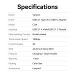 Vention USB-A/M 3.1 -> USB-C/F, ( 10Gbps adat) adapter