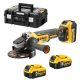 DEWALT Sarokcsiszoló, 18V XR, kefe nélküli, 3x5Ah