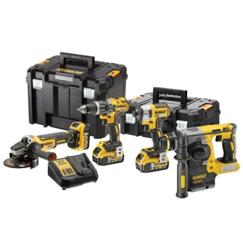 DEWALT Készlet, 18V, XR, 4 gép, 3x5Ah, kefe nélküli, TSTAK
