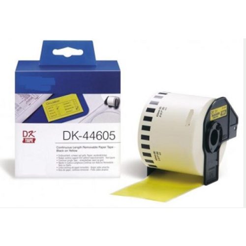 Utángyártott BROTHER DK44605 papírszalag 62mm x 30,48m sárga alapon fekete felirat IK
