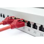 DIGITUS DN-91624S-EA 19 1U 24port Cat.6A kompakt szürke árnyékolt patch panel