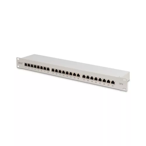 DIGITUS DN-91624S 19 1U 24port Cat.6 kompakt szürke árnyékolt patch panel