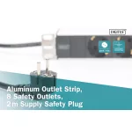 DIGITUS DN-95401 19 1U PDU 8xCEE 7/3 schuko aljzat CEE7/7 csatlakozó 2m elosztósor